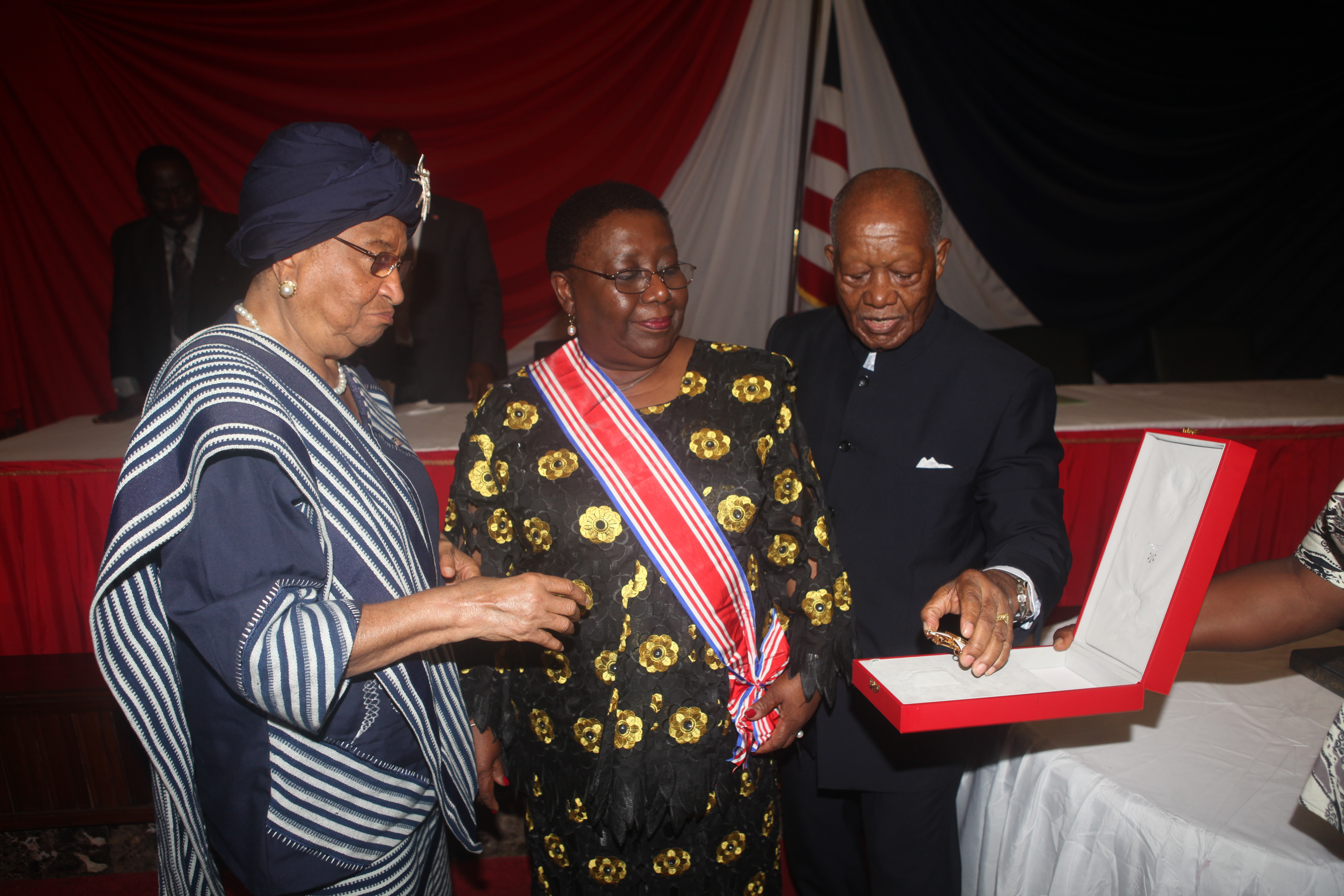 Ambassador Marjon Kamara conferred the Grade of Dame Great Band and Chancellor of the Orders by President Sirleaf