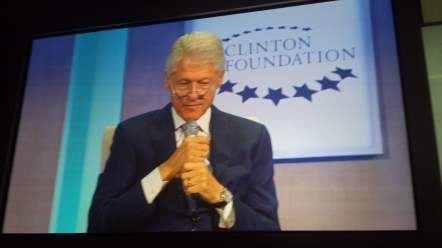 Former President Bill Clinton makes a few comments during the discussion