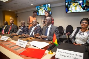 Right to left: Ambassadors from Guinea, Senegal, Liberia, and Sierra Leone.