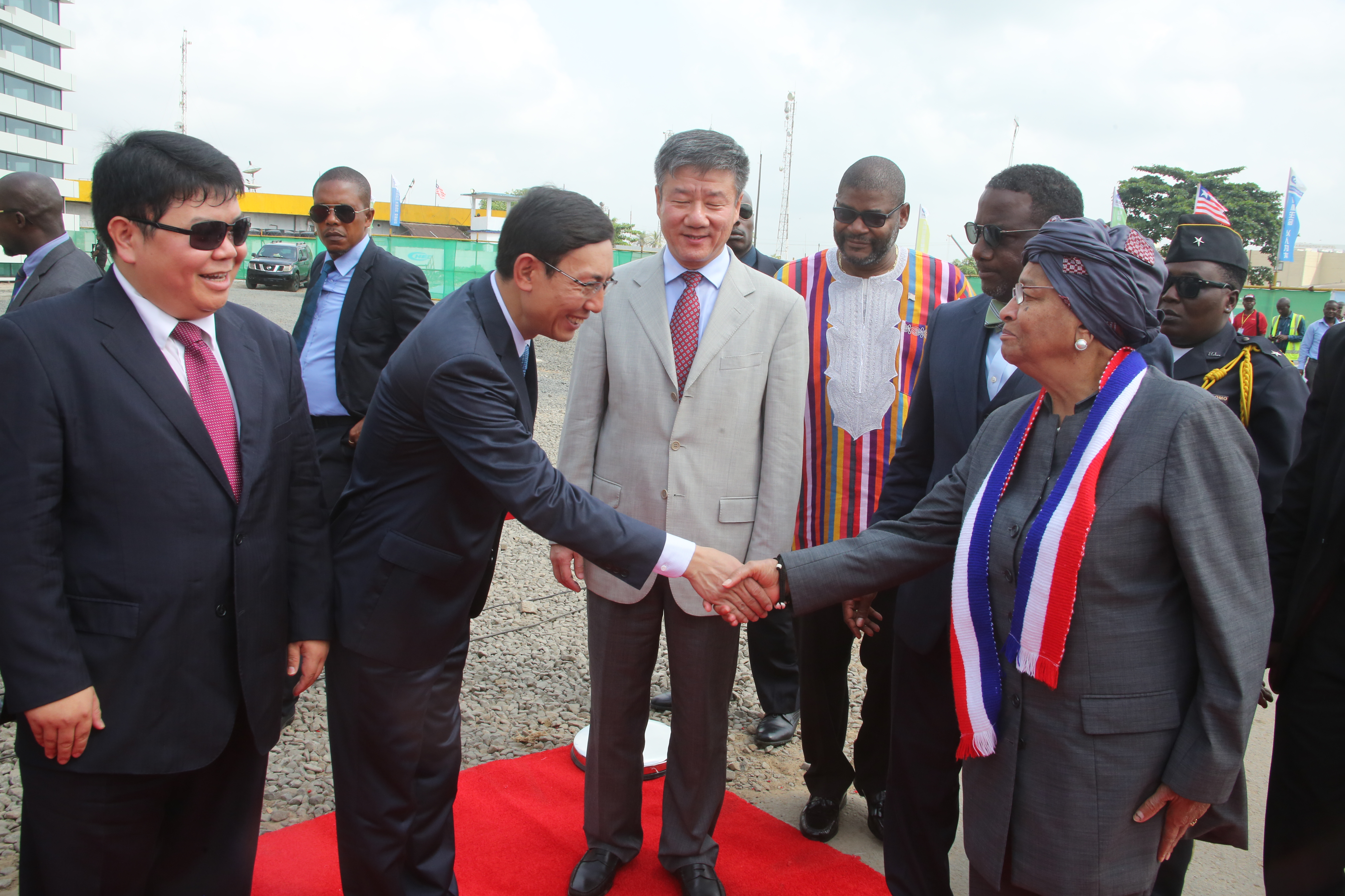  Sirleaf greets guests at the ceremony