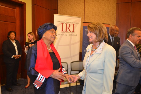 President Sirleaf with Madam Nancy Pelosi, Minority Leader of the U.S. House of Representatives at the event on Capitol Hill