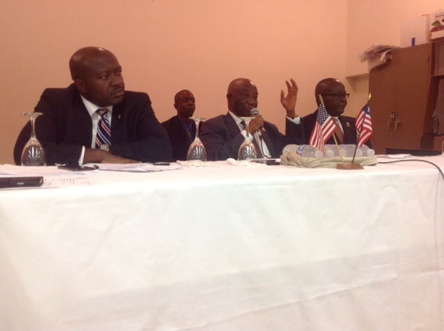 Members of the High Table (l-r) Foreign Minister Ngafuan, VP Boakai and Liberia Ambassador to the U.S.Sulunteh